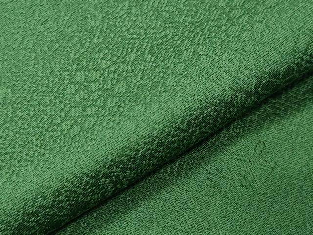 平和屋着物●上質な色無地　草花地紋　深緑色　正絹　逸品　CABC8349gh