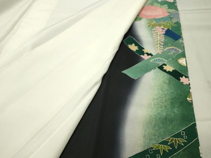 平和屋着物●豪華黒留袖　友禅　作家物　宝尽くし花車文　暈し染め　正絹　逸品　CABC8351gh