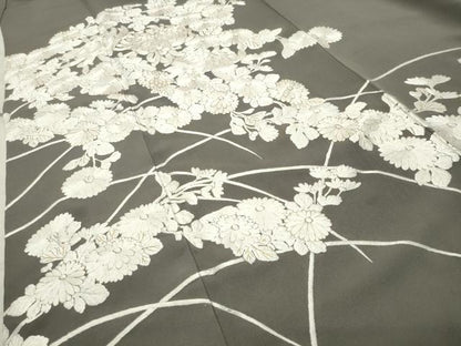 平和屋着物●訪問着　総刺繍　草花文　金糸　正絹　逸品　CABC8353gh