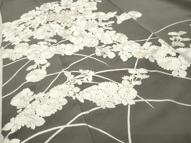 平和屋着物●訪問着　総刺繍　草花文　金糸　正絹　逸品　CABC8353gh
