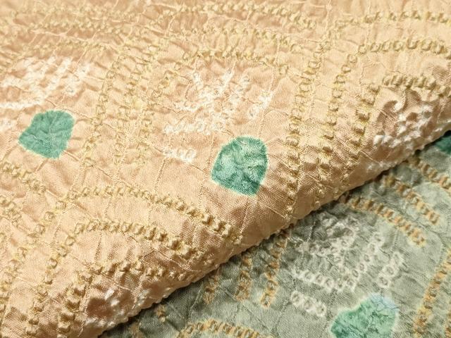 平和屋着物●訪問着　総絞り　孔雀羽文　暈し染め　正絹　逸品　CABC8354gh