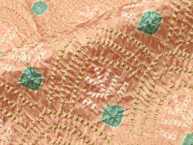 平和屋着物●訪問着　総絞り　孔雀羽文　暈し染め　正絹　逸品　CABC8354gh
