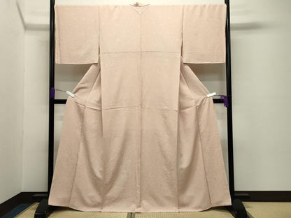 平和屋着物●上質な色無地　草花地紋　肌色　正絹　逸品　未使用　CABC8355gh