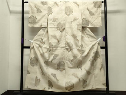 平和屋着物●上質な紬　孔雀文　正絹　逸品　CABC8357gh