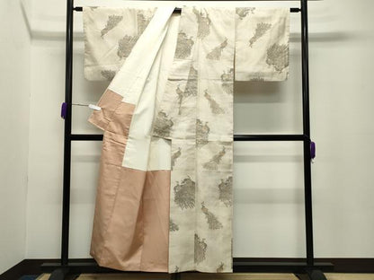 平和屋着物●上質な紬　孔雀文　正絹　逸品　CABC8357gh