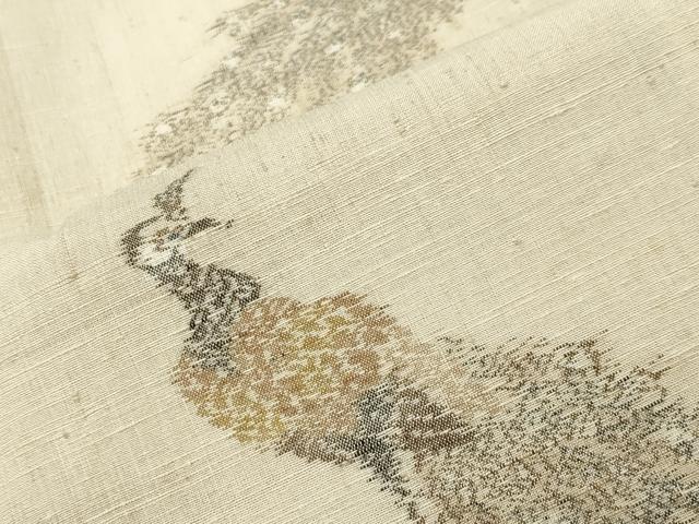 平和屋着物●上質な紬　孔雀文　正絹　逸品　CABC8357gh
