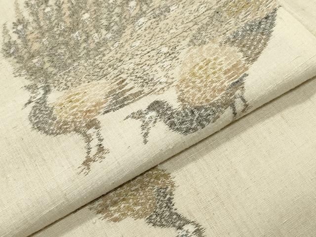 平和屋着物●上質な紬　孔雀文　正絹　逸品　CABC8357gh
