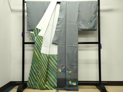 平和屋着物●染色作家　斉藤三才　訪問着　成り物　暈し染め　正絹　逸品　CABC8361gh