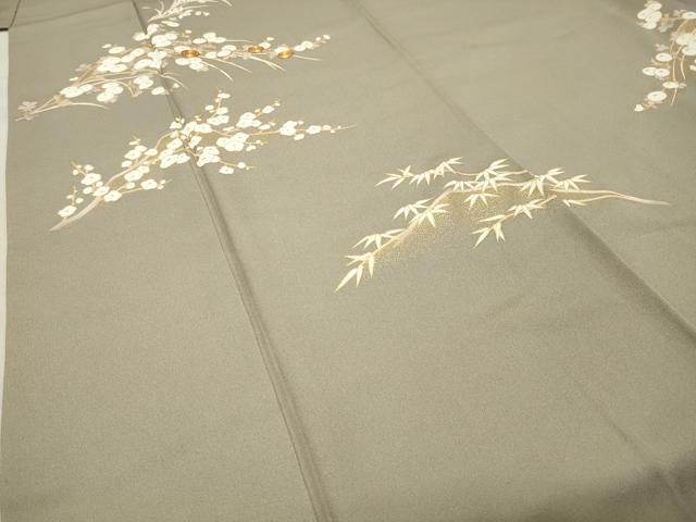 平和屋着物●訪問着　駒刺繍　万寿菊梅笹文　金彩　正絹　逸品　CABC8362gh