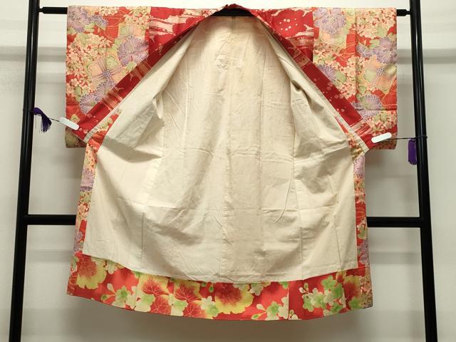 平和屋本店●アンティーク　大正ロマン　創作　長襦袢　袷　舞花文　正絹　逸品　CABC8365gh