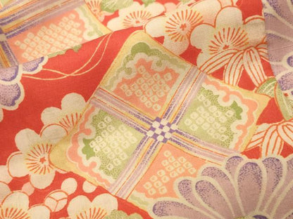 平和屋本店●アンティーク　大正ロマン　創作　長襦袢　袷　舞花文　正絹　逸品　CABC8365gh