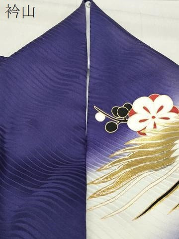 平和屋着物●豪華振袖　駒刺繍　飛鶴立波松竹梅文　暈し染め　金彩　正絹　逸品　CABC8368gh