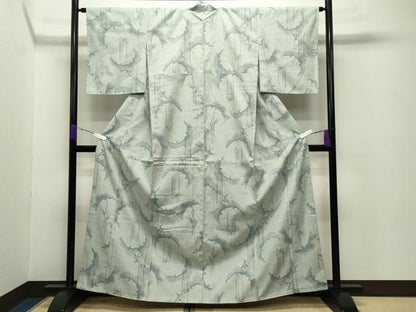平和屋着物●本場結城紬　重要無形文化財　100亀甲　雪芝笹文　正絹　逸品　未使用　CABC8369gh
