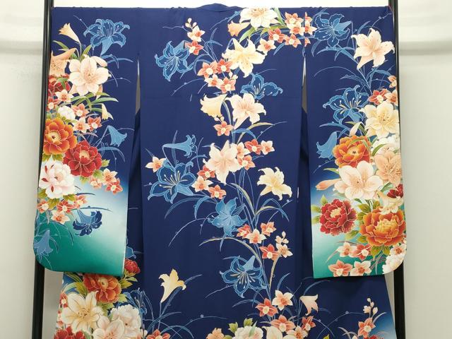 平和屋着物●豪華振袖　草花文　暈し染め　金彩　正絹　逸品　CABC8372gh