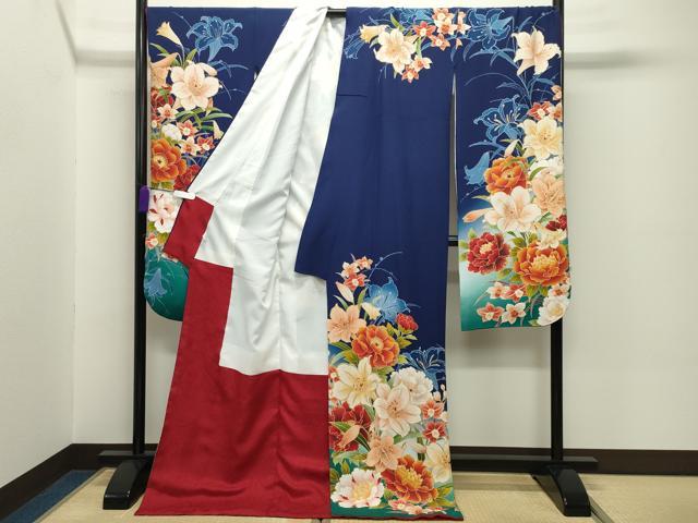 平和屋着物●豪華振袖　草花文　暈し染め　金彩　正絹　逸品　CABC8372gh