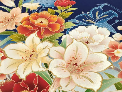 平和屋着物●豪華振袖　草花文　暈し染め　金彩　正絹　逸品　CABC8372gh