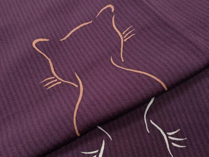 平和屋着物●絵描きのやす　小紋　猫　反端付き　正絹　逸品　未使用　CABC8376gh