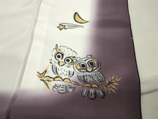 平和屋着物●絵描きのやす　小紋　猫　反端付き　正絹　逸品　未使用　CABC8376gh