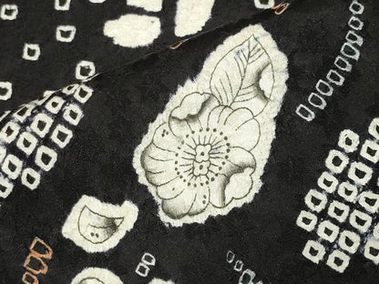 平和屋着物●上質な小紋　辻が花　絞り　黒地　正絹　逸品　CABC8377gh