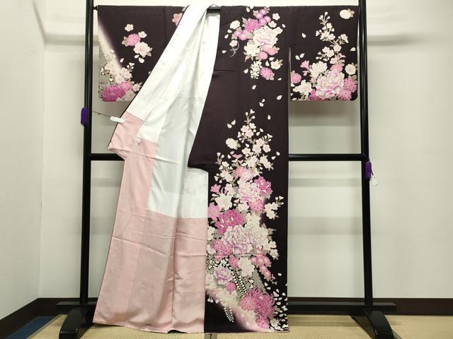平和屋着物●訪問着　舞花文　暈し染め　銀彩　ラインストーン　正絹　逸品　CABC8378gh