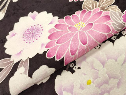平和屋着物●訪問着　舞花文　暈し染め　銀彩　ラインストーン　正絹　逸品　CABC8378gh