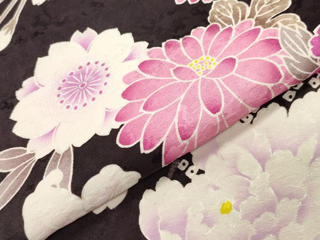 平和屋着物●訪問着　舞花文　暈し染め　銀彩　ラインストーン　正絹　逸品　CABC8378gh
