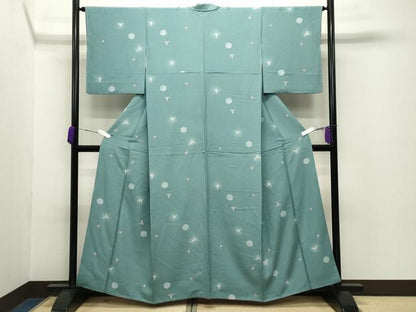 平和屋着物●上質な小紋　雪輪舞花文　蛍暈し　正絹　逸品　CABC8381gh