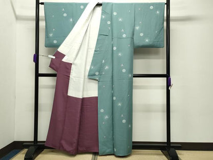 平和屋着物●上質な小紋　雪輪舞花文　蛍暈し　正絹　逸品　CABC8381gh