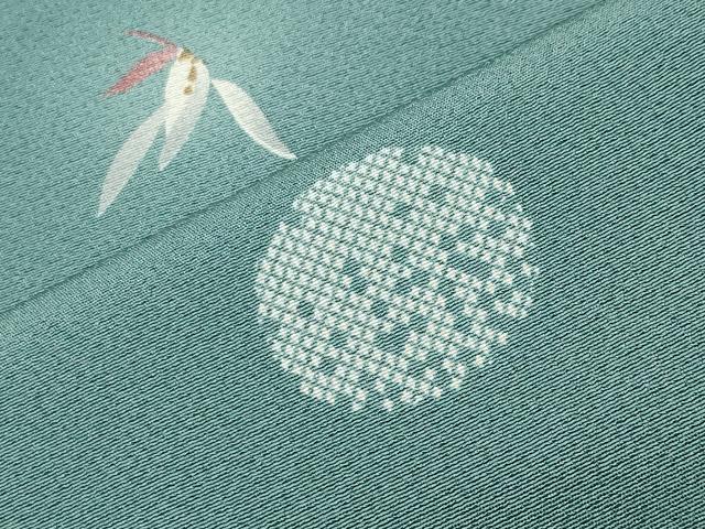 平和屋着物●上質な小紋　雪輪舞花文　蛍暈し　正絹　逸品　CABC8381gh