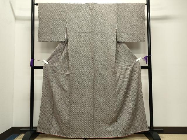 平和屋着物●大変加工の良い総絞り小紋　黒地　正絹　逸品　CABC8382gh