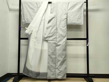 平和屋着物●本場縞大島紬　古代染色純植物染　白花色　まるやま扱い　宮之原織物謹製　証紙付き　正絹　逸品　CABC8387gh