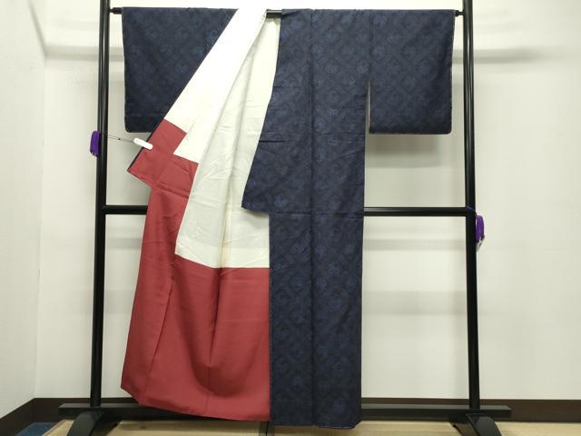 平和屋着物●結城紬　有栖川文様　証紙付き　正絹　逸品　未使用　CABC8388gh
