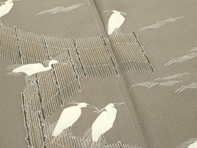 平和屋着物●名門・上野家　上野街子　清染居　訪問着　鷺草木文　暈し染め　正絹　逸品　CABC8389gh