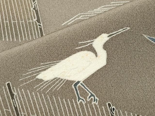 平和屋着物●名門・上野家　上野街子　清染居　訪問着　鷺草木文　暈し染め　正絹　逸品　CABC8389gh