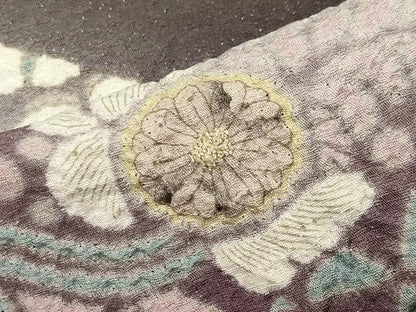 平和屋着物●十日町　名門　滝泰謹製　中国三大刺繍　相良刺繍　訪問着　辻が花　絞り　暈し染め　金通し地　正絹　逸品　CABC8390gh