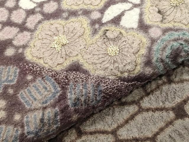 平和屋着物●十日町　名門　滝泰謹製　中国三大刺繍　相良刺繍　訪問着　辻が花　絞り　暈し染め　金通し地　正絹　逸品　CABC8390gh