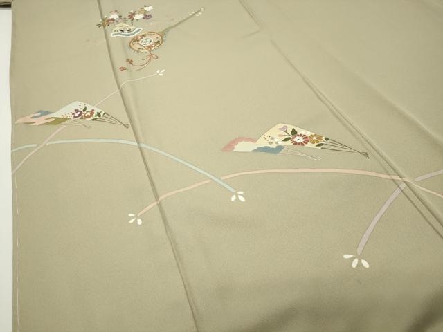 平和屋着物●訪問着　駒刺繍　琵琶扇面花文　金彩　正絹　逸品　未使用　CABC8391gh