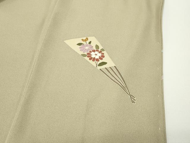 平和屋着物●訪問着　駒刺繍　琵琶扇面花文　金彩　正絹　逸品　未使用　CABC8391gh