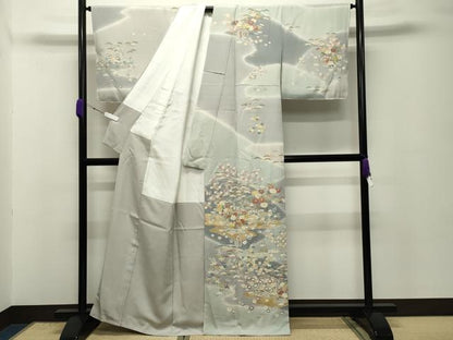 平和屋着物●訪問着　駒刺繍　風景松竹梅文　暈し染め　金彩　正絹　逸品　未使用　CABC8394gh
