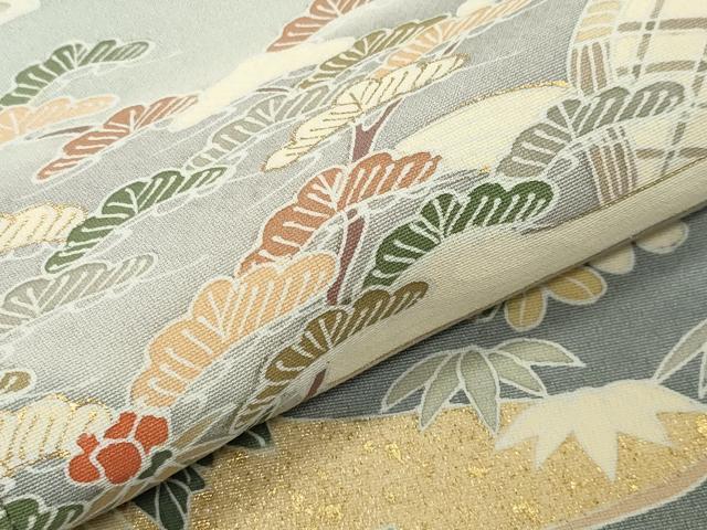 平和屋着物●訪問着　駒刺繍　風景松竹梅文　暈し染め　金彩　正絹　逸品　未使用　CABC8394gh