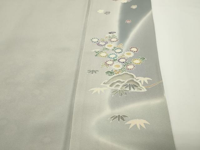 平和屋着物●訪問着　駒刺繍　風景松竹梅文　暈し染め　金彩　正絹　逸品　未使用　CABC8394gh