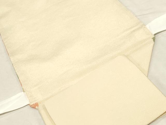 平和屋着物●つけ帯 型染め 草花文 鬼しぼ縮緬 正絹 逸品 CABC8404dy