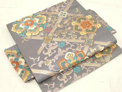 平和屋着物●つけ帯 唐織 唐草文 金糸 正絹 逸品 CABC8405dy