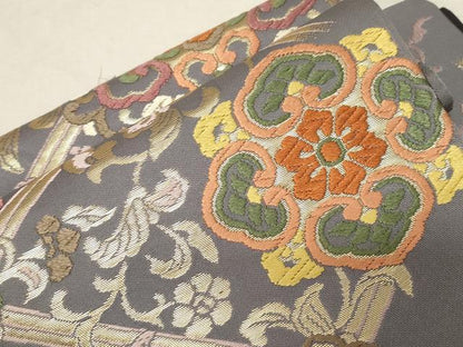 平和屋着物●つけ帯 唐織 唐草文 金糸 正絹 逸品 CABC8405dy