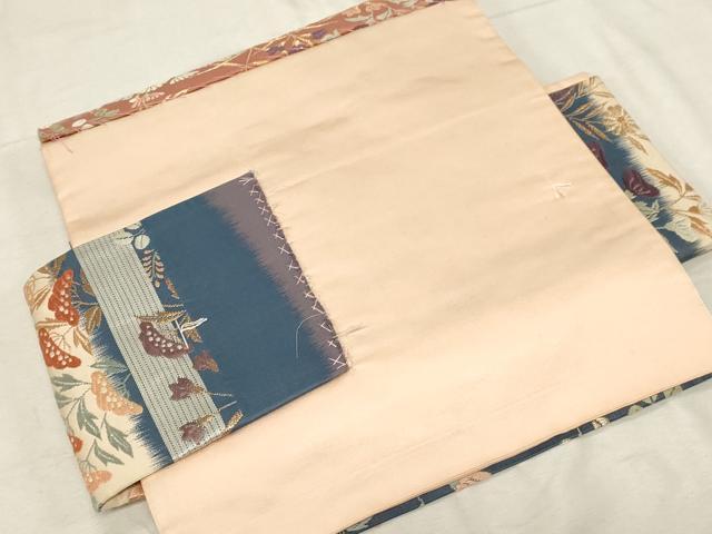 平和屋着物●つけ帯 唐織 草花文 金糸 正絹 逸品 CABC8406dy