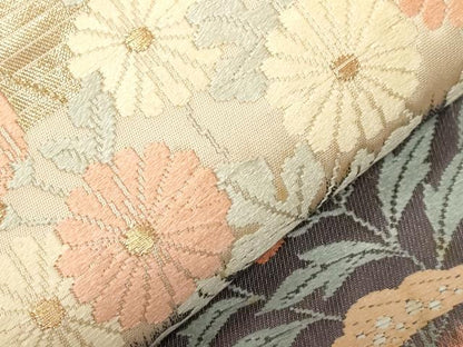 平和屋着物●つけ帯 唐織 草花文 金糸 正絹 逸品 CABC8406dy