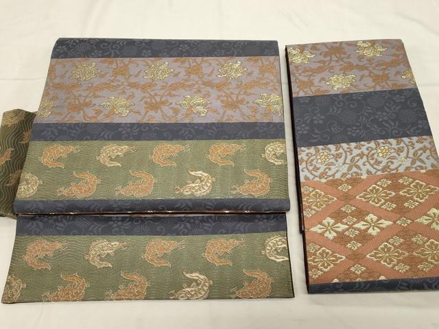 平和屋着物●つけ帯 名物裂 金糸 正絹 逸品 CABC8407dy