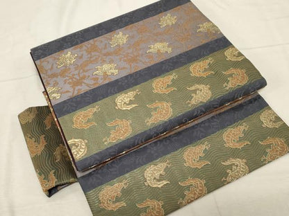 平和屋着物●つけ帯 名物裂 金糸 正絹 逸品 CABC8407dy