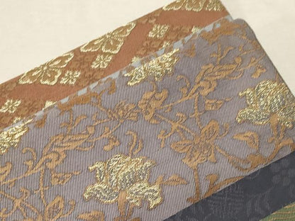 平和屋着物●つけ帯 名物裂 金糸 正絹 逸品 CABC8407dy