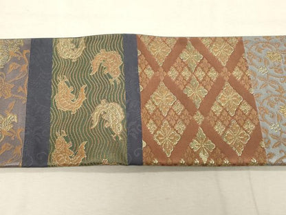 平和屋着物●つけ帯 名物裂 金糸 正絹 逸品 CABC8407dy